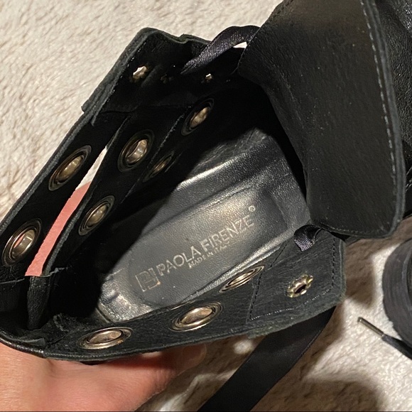 Unique Black Leather Italian Combat Boots - Picture 4 of 10